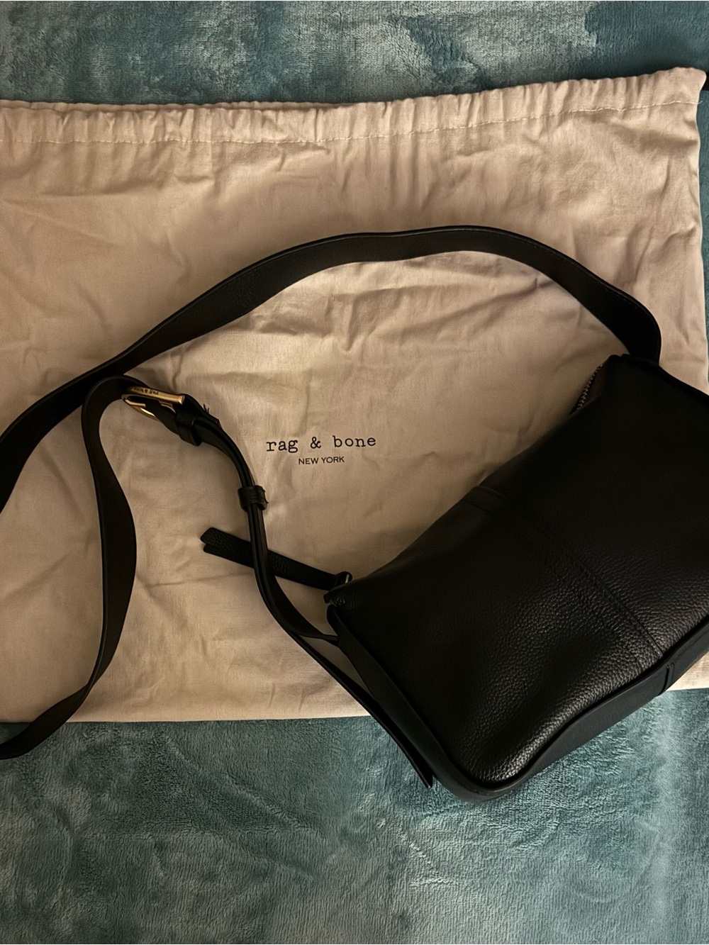rag & bone Black Leather Belt Bag with Gold-Tone Buckle
